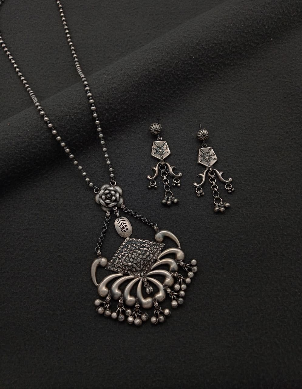 92.5 sterling silver oxidised jewellery set