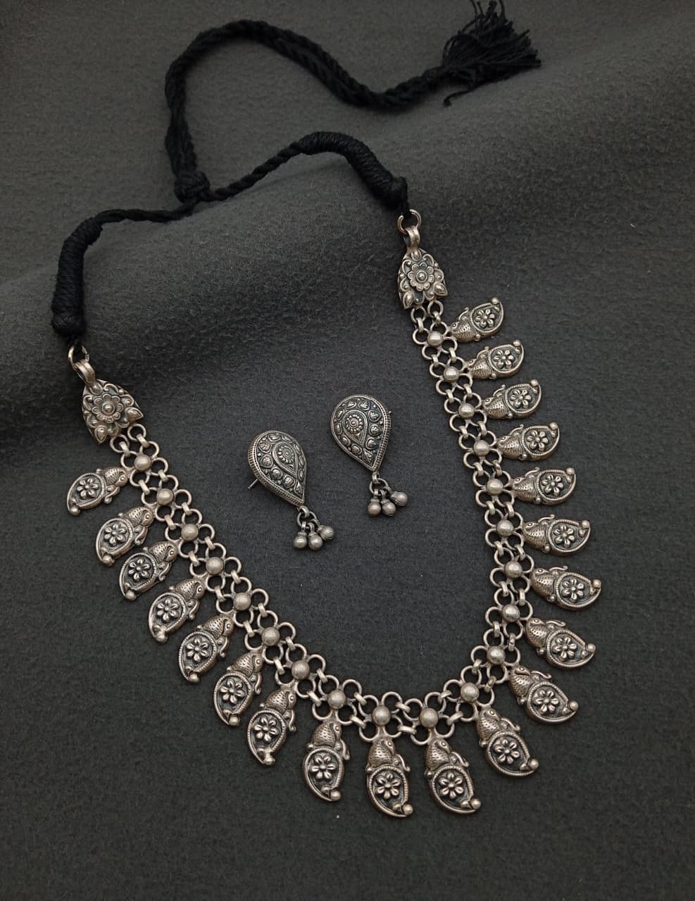 92.5 sterling silver oxidised jewellery set